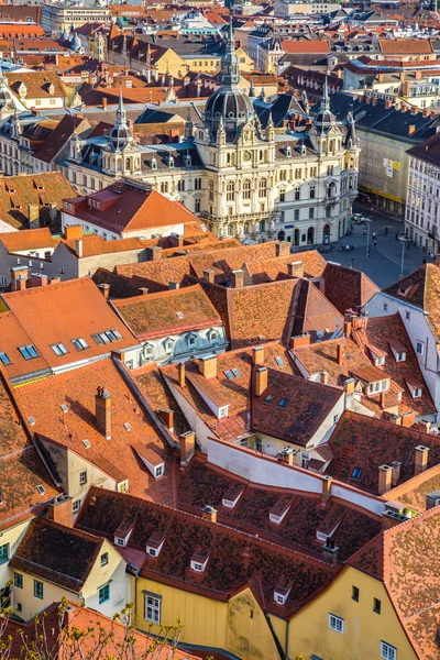 Vista aérea da Câmara Municipal Graz, Estíria, Áustria — Fotografia de Stock