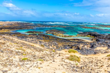 Kayalık sahil şeridi - El Cotillo, Fuerteventura, İspanya