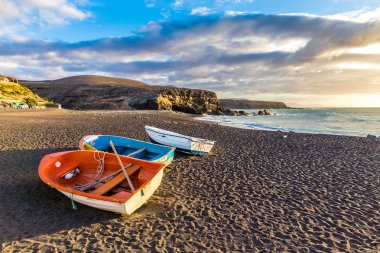 Sunset Beach-Ajuy, Fuerteventura, Kanarya Adaları, İspanya