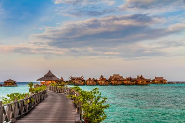 Water bungalows at Mabul Island - Borneo, Malaysia clipart