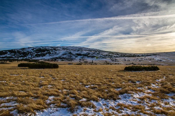 Horská krajina s sněhu Krkonoše, Česká Rep. — Stock fotografie