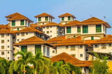 Blok evleri ile kırmızı çatılar - Melaka, Malezya