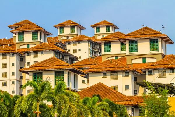 Blok evleri ile kırmızı çatılar - Melaka, Malezya — Stok fotoğraf
