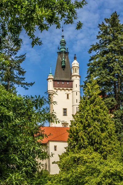 Nézd Castle torony-Pruhonice, Csehország. — Stock Fotó