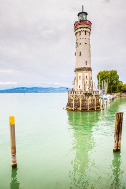 Görünümü bir deniz feneri-Lindau, Konstanz Gölü, Almanya