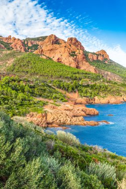 Kırmızı kayalar Esterel Massif-French Riviera, Fransa