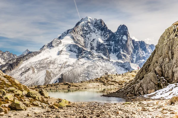Lac Blanc And Aiguille Verte Mountain - France — Stock Photo, Image