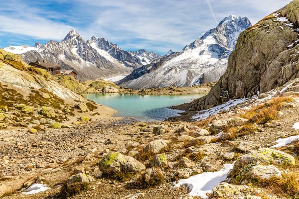 Lac Blanc en en gebergte - Frankrijk — Stockfoto