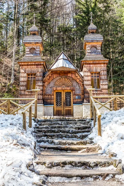 Wooden Russian Chapel on the Vrsic Pass-Slovenia — Stock Photo, Image