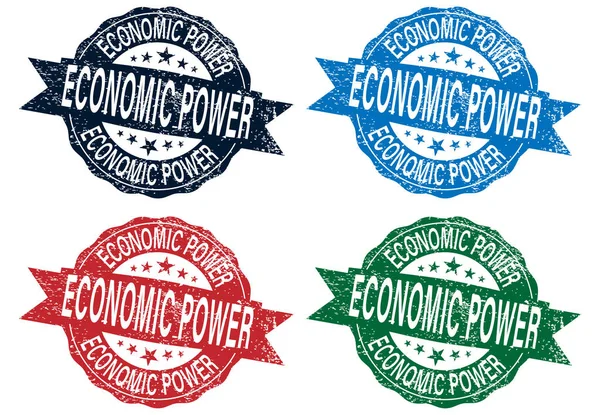 Ekonomik güç damgası beyaz arka plana renkli pullar koydu — Stok Vektör