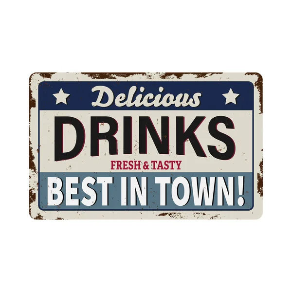 Deliziose bevande Best in Town Vintage stagno segno - Vector EPS10. Gli effetti Grunge possono essere rimossi. — Vettoriale Stock