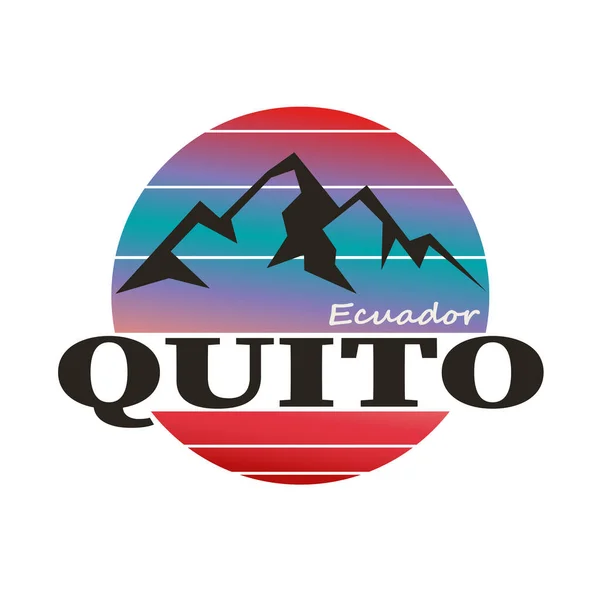 Quito, Ekvador Logosu. Macera Manzarası Tasarım Vektörü İllüstrasyonu. — Stok Vektör