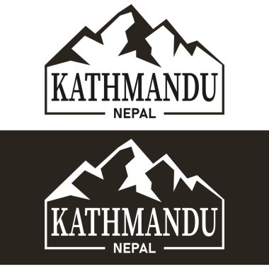Katmandu Dağı Siluet Tasarım Şehri Vektör Sanatı.