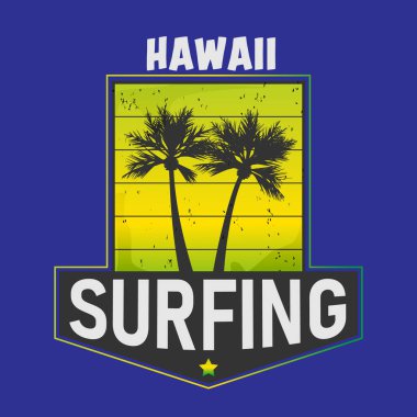 Hawaii T-shirt baskısı tipografisi, Hawaii 'de vektör çizimi sörfü