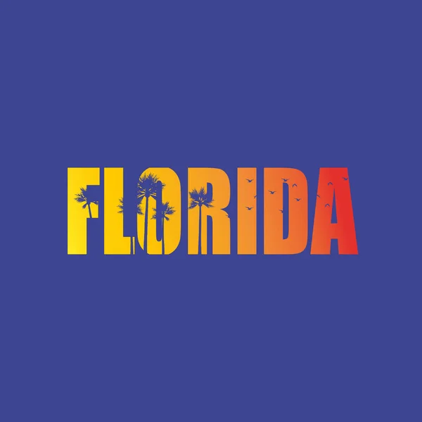 Florida slogan en palmen vector illustratie op wit — Stockvector