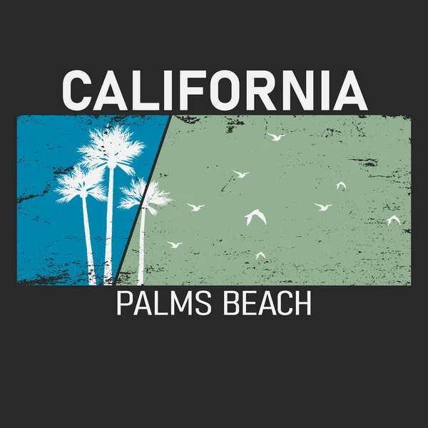 Palm strand surf typografie, tee shirt graphics, vectoren — Stockvector