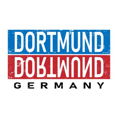 Dortmund Alman logo taşıyıcısı. Modern tipografi. Giysi, etiket, hatıra, reklam ve kimlik için el yapımı harfler. Yüksek kalitede turistik sanat. Seyahat ve macera