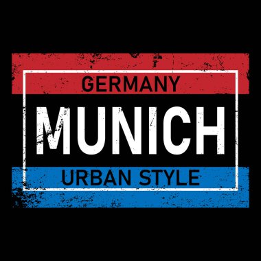 Vektör illüstrasyonu Münih, Almanya, tişörtler için şık grafik tasarımı, klasik tasarım, tişört grafikleri, Münih tuval baskısı, Münih tipografisi, okul takımı grafiği, tişört baskısı