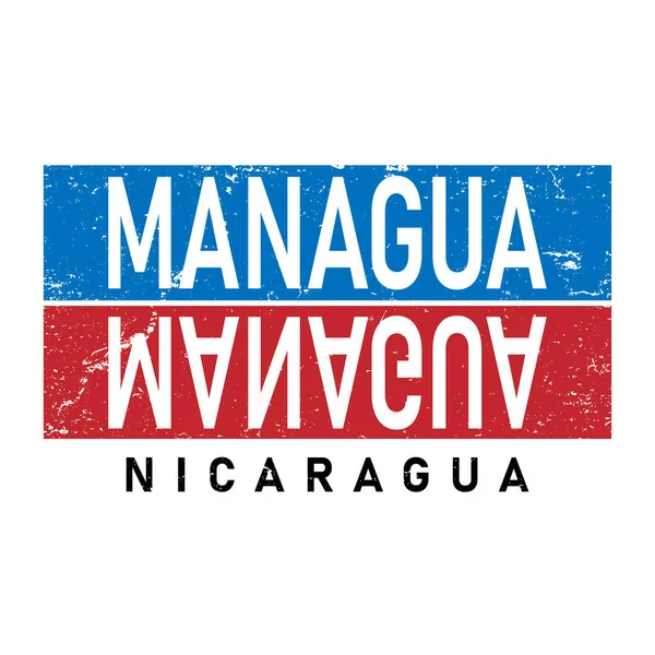 Doku Tasarımı İllüstrasyon Vektörü Managua Metni. TEE SHIRT DESIGN — Stok Vektör