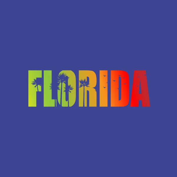 Vector illustratie over het thema surfen en surfen in Florida, Palm Beach. Typografie, t-shirt graphics, poster, banner, flyer, ansichtkaart — Stockvector