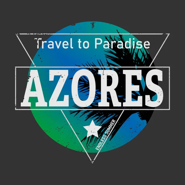 Ilustración vectorial de Azores texto en portugués, camiseta, bandera — Vector de stock