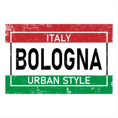 Beyaz Arkaplanda Bologna izole edildi. Vektör İllüstrasyon Tişört Tasarımı