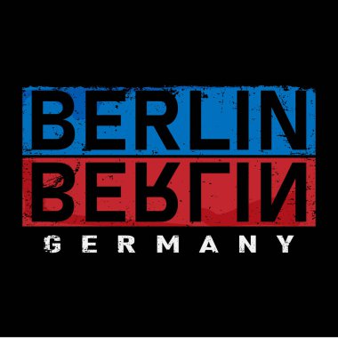 Basılı tişört ve vektör illüstrasyonları için Berlin şehri tipografi grafiği