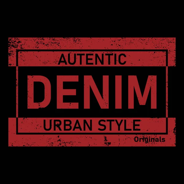 Denim originele typografie, t-shirt graphics, vectoren op zwart — Stockvector