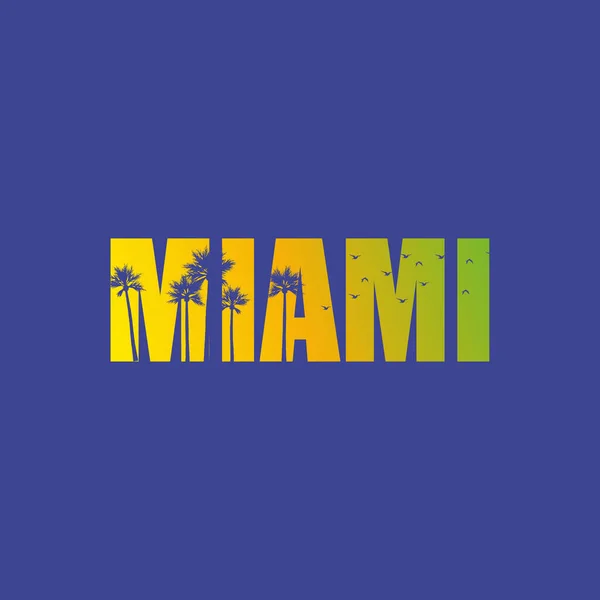 Miami Florida. diseño de letras de colores. Inscripción decorativa. Vector vintage e ilustración. — Vector de stock