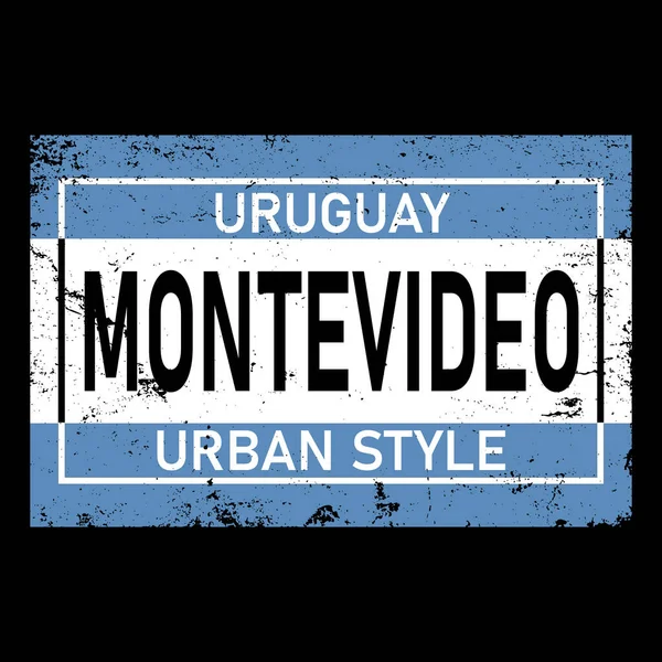 Design de camisa Montevidéu. Cidade do Uruguai. Design de vetor de logotipo editável. — Vetor de Stock