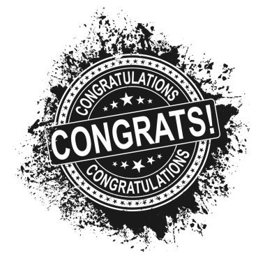 Siyah yuvarlak tebrik ederim grundy lastik damga simgesi simbol