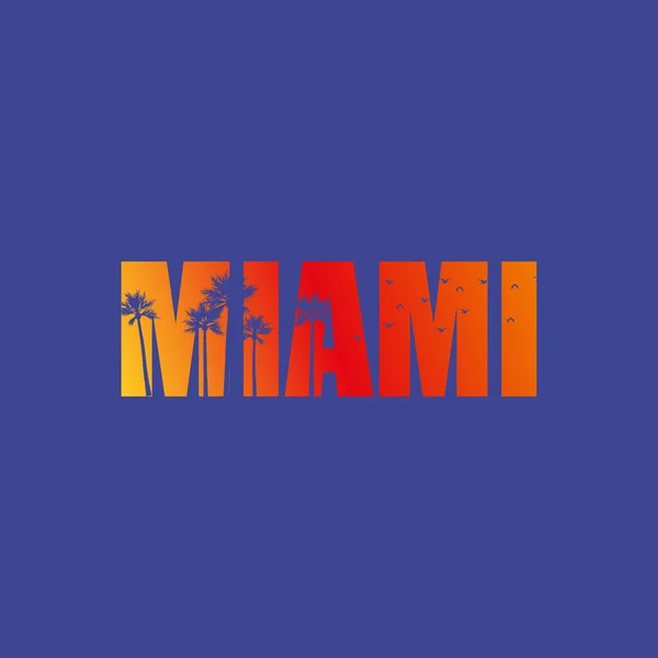 Miami Florida. gekleurde belettering ontwerp. Decoratieve opschrift. Vintage vector en illustratie. — Stockvector