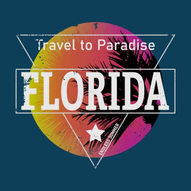 Klasik Florida sörf tipografisi, tişört grafikleri, vektörler