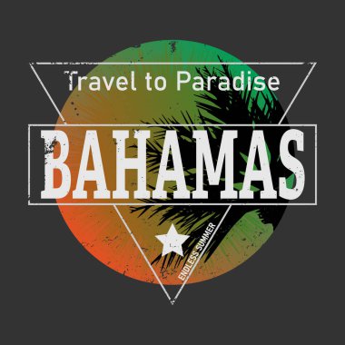 Bahamalar serin yaz, tişört baskısı poster illüstrasyonu