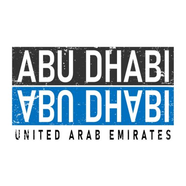 Abu Dabi, Birleşik Arap Emirlikleri şehrinin harfleri. Üzerinde kağıt kesiği şeklinde harfler olan bir etiket. Vektör illüstrasyonu.