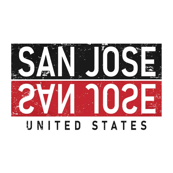San Jose, USA belettering in originele stijl. Amerikaanse steden typografisch lettertype voor afdrukken, reclame, identiteit. Handgetekende toeristische kunst van hoge kwaliteit. Reizen en avontuur — Stockvector