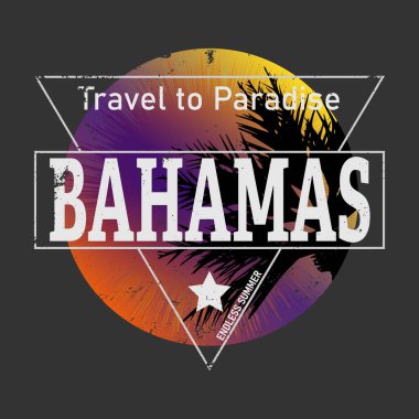 Bahamalar güzel geçmişe dönük yaz, tişört baskısı poster illüstrasyonu