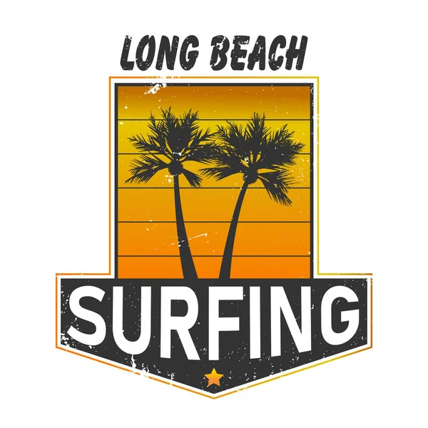 Retro vintage california lang strand jaren 80 print en t-shirt ontwerp — Stockvector