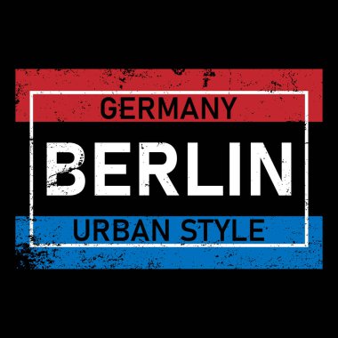 Vektör illüstrasyonu Berlin, Almanya. Tipografi, tişört grafikleri, baskı, poster, afiş, broşür, kartpostal