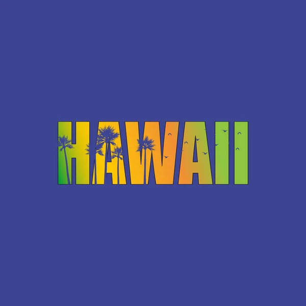 Hawai. Letras de mano con máscara tiki. tipografía, diseño de camiseta, ilustración vectorial. — Vector de stock