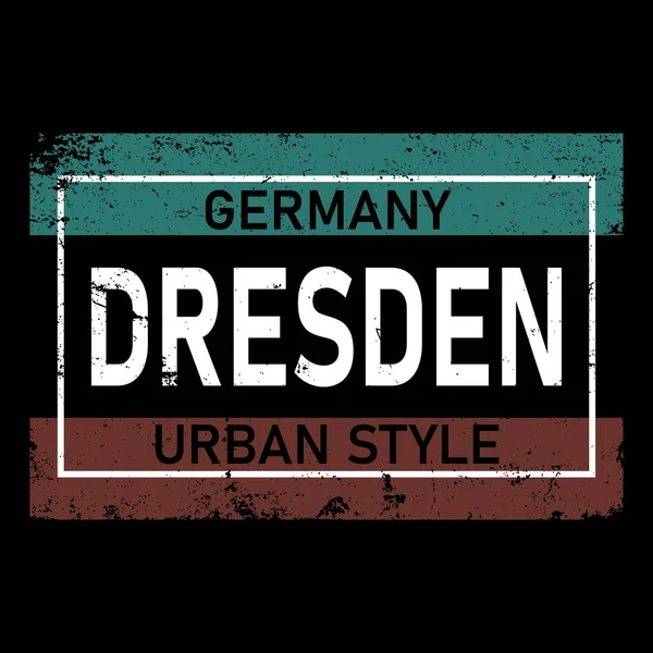 Красивий письмовий текст типографіки дизайн європейського міста Дрезден логотип для туризму або просування відвідувань . — стоковий вектор
