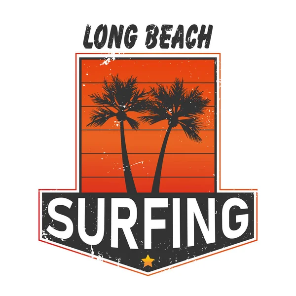 Grunge retro vintage california lang strand 80s print en t-shirt ontwerp — Stockvector
