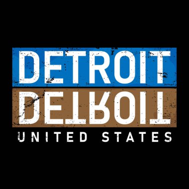 Detroit şehri tipografi vektör tasarımı. Tişört, poster, kart ve daha fazlası için tebrikler.