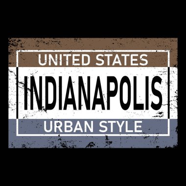 Indianapolis şehri tipografi metin harfleri. Modern yazı metni. Siyah renk.