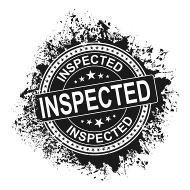 Grunge siyah denetlenmiş kelime yuvarlak lastik mühür beyaz arka planda