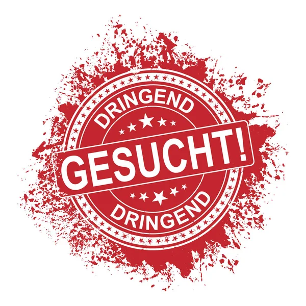Німецька ДРІНГЕНД ҐЕСУШТ - марка червоної гуми на білому тлі. — стоковий вектор