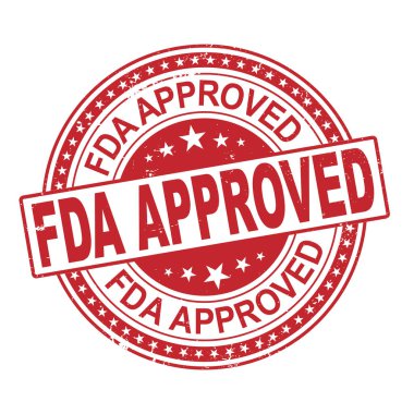 FDA onaylı vektör damgası. Grunge kırmızı lastik damga veya rozet ile metin FDA Onaylandı .