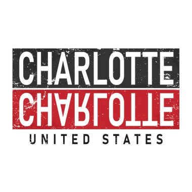Charlotte City ABD Tipografi Kelime Sanatı Tasarım Vektörü Grafiği