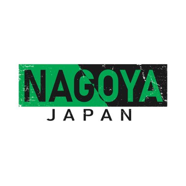 Nagoya, metin tasarımı. Vektör el yazısı. Tipografi posteri. Arka plan olarak kullanılabilir.