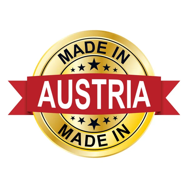 MADE IN AUSTRIA gold stamp award. Vector gold award of MADE IN AUSTRIA caption. — Stock Vector